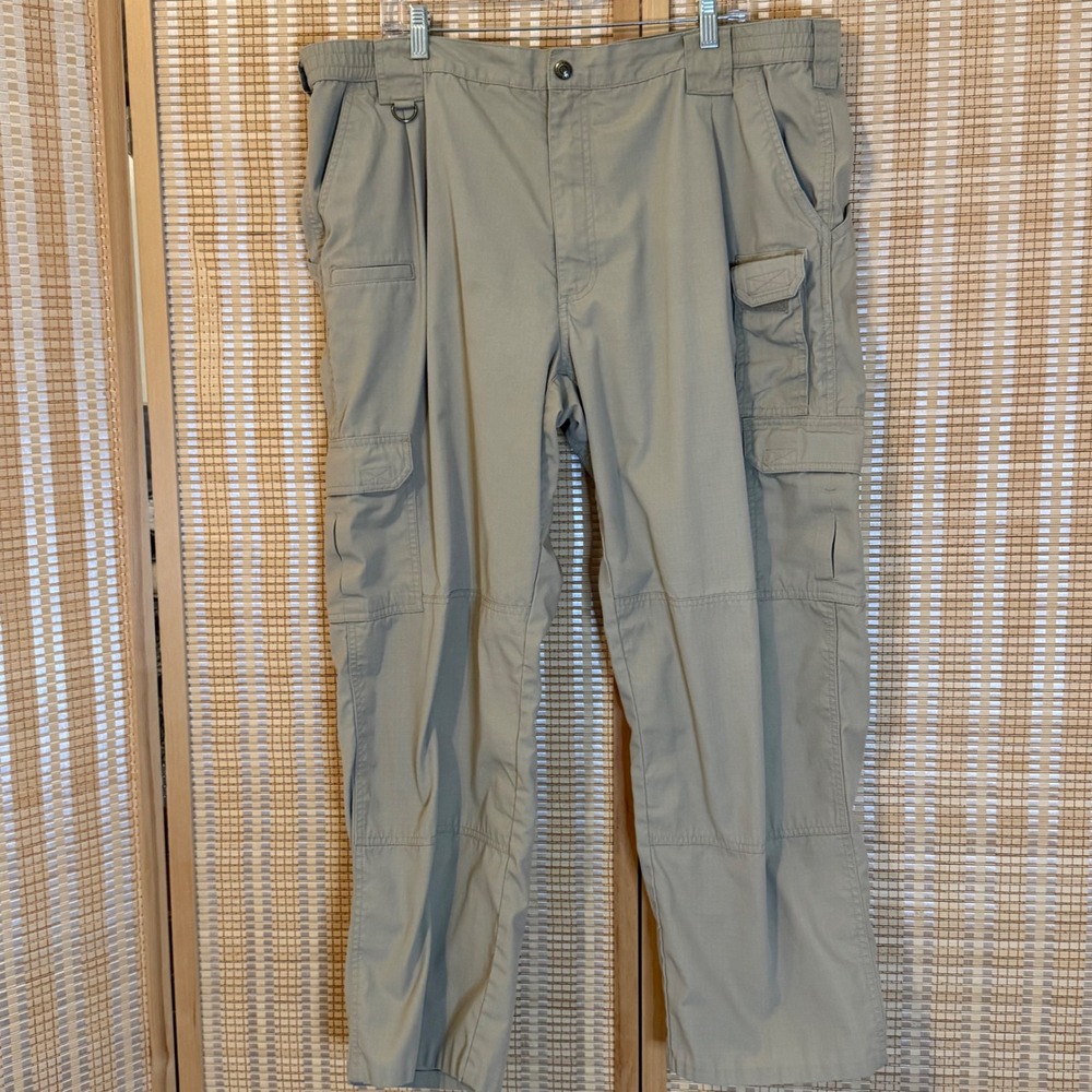 5.11 Tactical Men Khaki Tan Ripstop Cargo Pants Utility Work Hiking 42x32 Active